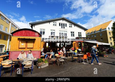 Baden Café im Wilders Plads, Christianshavn, Kopenhagen, Dänemark. Stockfoto