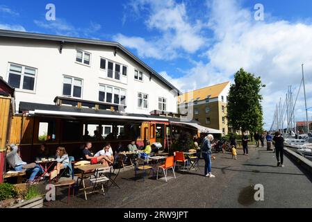 Baden Café im Wilders Plads, Christianshavn, Kopenhagen, Dänemark. Stockfoto
