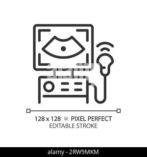 Symbol für Pixel Perfect linear des Ultraschallgeräts Stock Vektor