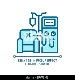 Dialysegerät Pixel Perfect hellblaues Symbol Stock Vektor