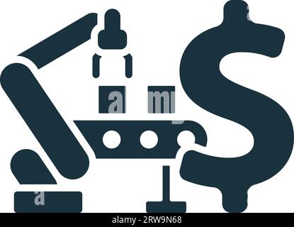 Symbol Produktionseffizienz. Einfarbiges einfaches Zeichen aus der Sammlung zur Betriebsverwaltung. Symbol für Produktionseffizienz für Logo, Vorlagen und Webdesign Stock Vektor