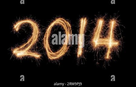 Nummer 2014 geschrieben mit einem Funkeln Stockfoto