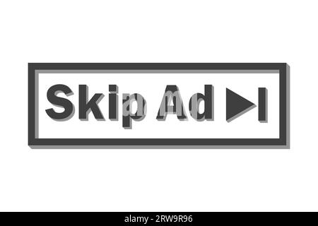 Schaltfläche „Werbung überspringen“. Videoblocksymbol für Werbung. App-Vorlage für Schnittstelle. Vektor Stock Vektor