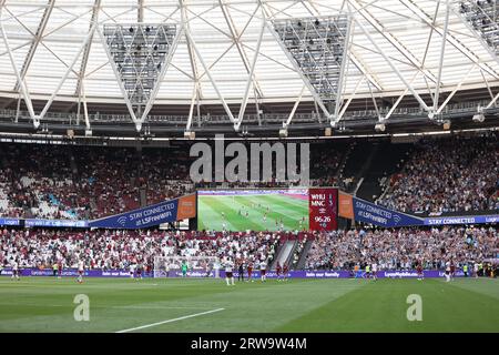 London, Großbritannien. September 2023. Eine allgemeine Ansicht beim Spiel West Ham United gegen Manchester City EPL im London Stadium, London, UK am 16. September 2023. Dank: Paul Marriott/Alamy Live News Stockfoto