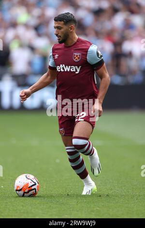 London, Großbritannien. September 2023. Sagte Benrahma (WHU) beim EPL-Spiel West Ham United gegen Manchester City im London Stadium, London, UK am 16. September 2023. Dank: Paul Marriott/Alamy Live News Stockfoto