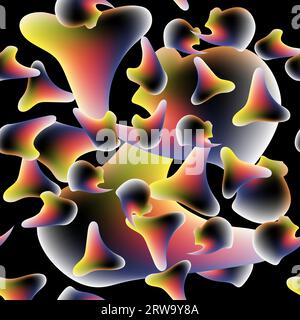 Vector Seamless Fluid Dynamics. Wave Cover. Vibrant-Vorlage. Farbenfrohes Futuristisches Design. Abstraktes Banner Für Verlaufende Musik. Geometrisches Neon-Muster Stock Vektor