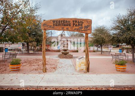 Bandera, USA, Januar 27 2019: Bandera ist eine kleine Stadt in Texas, die als „Cowboy-Hauptstadt der Welt“ gilt. Stockfoto