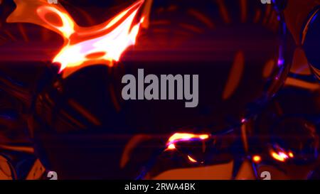 Orange leuchtende, transparente Kristallblasen auf schwarzem Hintergrund – abstraktes 3D-Rendering Stockfoto