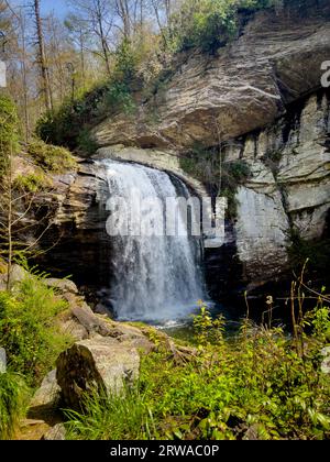 Blick auf die Glasfälle im Pisgah National Forest in North Carolina. Stockfoto