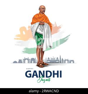 Oktober Happy gandhi jayanti. der indische Freiheitskämpfer Mahatma Gandhi ist als Bapu bekannt. Abstraktes Vektorillustration Design Stock Vektor