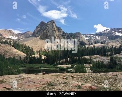 Sundial Peak oberhalb des Lake Blanche, Bug Cottonwood Canyon, Salt Lake City, Utah, USA Stockfoto