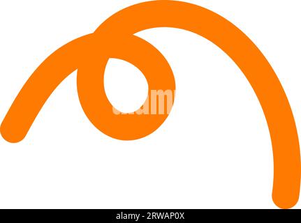 Dicke orangefarbene Linie von Hand mit Tintenstift gezeichnet. Unvorsichtige willkürliche Leitung in Schleife verdreht. Dekorationselement im abstrakten Design. Einfaches flaches Vektorsymbol Stock Vektor