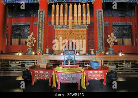 Peking, China, 5. Oktober 2019: Der heilige Ort des Konfuzius in der Dacheng-Halle des Konfuzius-Tempels in Peking. Stockfoto