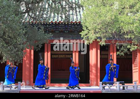 Peking, China, 5. Oktober 2019: Dacheng Ritual- und Musikaufführung des Konfuziustempels in Peking. Stockfoto