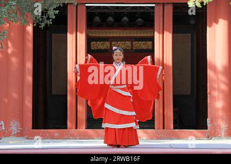 Peking, China, 5. Oktober 2019: Dacheng Ritual- und Musikaufführung des Konfuziustempels in Peking. Stockfoto