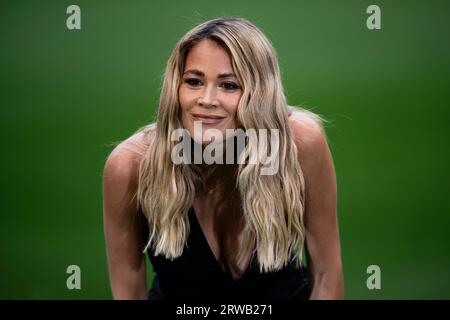 Mailand, Italien. 18. September 2023. Diletta Leotta lächelt vor dem Fußballspiel der Serie A zwischen dem FC Internazionale und dem AC Mailand. Quelle: Nicolò Campo/Alamy Live News Stockfoto