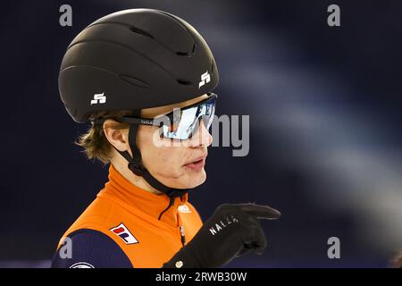 HEERENVEEN - Jens van 't Wout während des Trainings der National Short Track Training Selection im Daikin Experience Center Thialf, vor der Präsentation der Fahrer der TeamNL Short Track Season 2023-2024. ANP VINCENT JANNINK Stockfoto