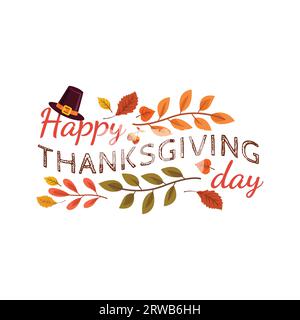 Happy Thanksgiving Herbstferien Hintergrund Vektor Bild. Happy Thanksgiving Hintergrundbrief mit Blättern. Stock Illustration Vektor. Herzlichen Dank Stock Vektor