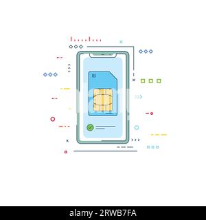 Telefon mit sim-Karte Stock Vektor
