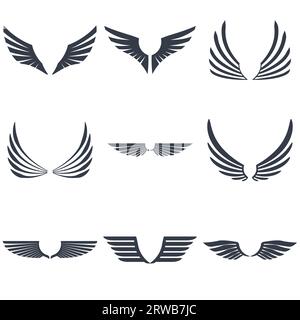 Set aus zweiseitigen Flügeln Stock Vektor
