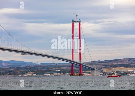 Neue Brücke, die zwei Kontinente verbindet 1915 canakkale-Brücke (dardanelles-Brücke), Canakkale, Türkei Stockfoto