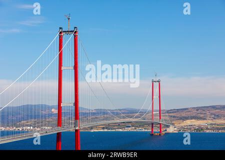 Neue Brücke, die zwei Kontinente verbindet 1915 canakkale-Brücke (dardanelles-Brücke), Canakkale, Türkei Stockfoto