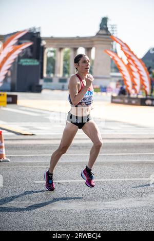 Karen Ehrenreich nahm am Marathon der Leichtathletik-Weltmeisterschaften in Budapest 2023 Teil. Stockfoto