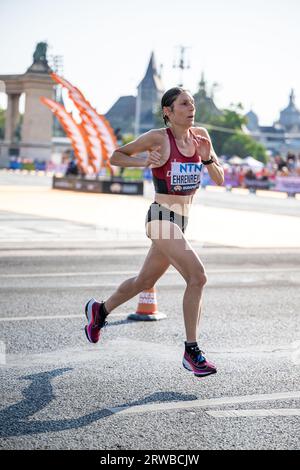 Karen Ehrenreich nahm am Marathon der Leichtathletik-Weltmeisterschaften in Budapest 2023 Teil. Stockfoto