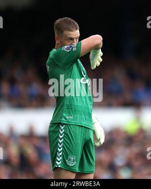 Everton-Torhüter Jordan Pickford während des Premier League-Spiels im Goodison Park, Liverpool. Bilddatum: Sonntag, 17. September 2023. Stockfoto