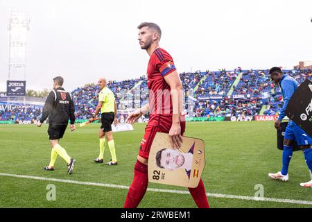 17. September 2023; Coliseum Alfonso Pérez, Getafe, Spanien, Spanish La Liga Football, Getafe versus Osasuna; David Garcia Osasuna Kapitän Stockfoto