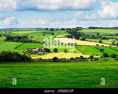 Blick über Nidderdale vom Nidderdale Way in der Nähe von Swarcliffe Nidderdale North Yorkshire England Stockfoto