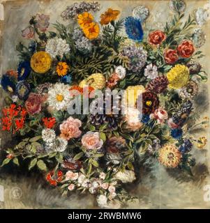 Delacroix, Eugene (1798 Charenton-Saint-Maurice - 1863 Paris) -- Blumenstrauß 1849, Stockfoto