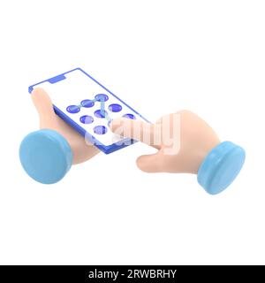 Bildschirm entsperren. Smartphone-Bildschirm. Grafisches Muster als Schutzsymbol. Sicherheit des Telefons, Schutz für Mobiltelefone. 3D-Rendering auf weißem Hintergrund. Stockfoto