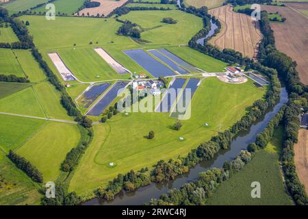 Luftaufnahme, Warmen Wasserwerk, Fröndenberg, Ruhrgebiet, Nordrhein-Westfalen, Deutschland, DE, Europa, Fröndenberg, Luftfotografie, Übersicht, Bird's Stockfoto