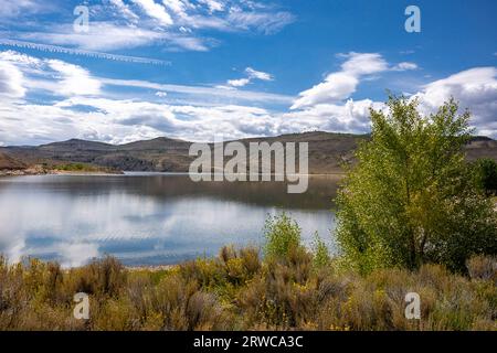 Blick vom Ufer des Blue Mesa Reservoir Stockfoto