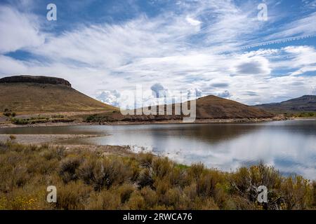 Blick vom Ufer des Blue Mesa Reservoir Stockfoto