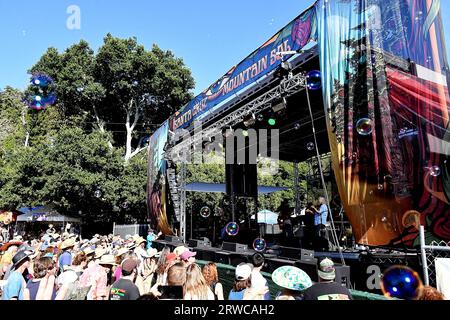 Felton, USA. September 2023. Railroad Earth spielt während des Mountain Sol Festivals 2023 am 17. September 2023 in Felton, Kalifornien. Foto: Casey Flanigan/imageSPACE/SIPA USA Credit: SIPA USA/Alamy Live News Stockfoto