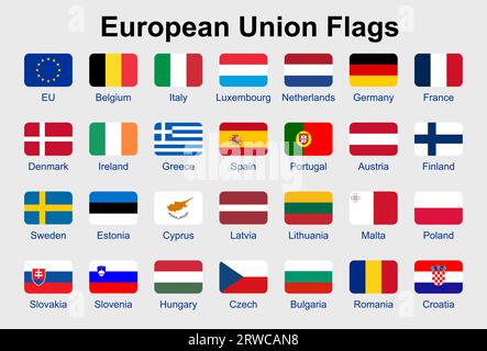 Vektorsymbole der Flagge der Europäischen Union. Abbildungen mit EU-Flagge Stock Vektor