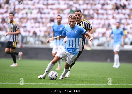 Ciro immobile (SS Lazio) während des Fußballspiels der Serie A zwischen Juventus FC und SS Lazio im Allianz-Stadion am 17. September 2023 in Turin, Italien Stockfoto