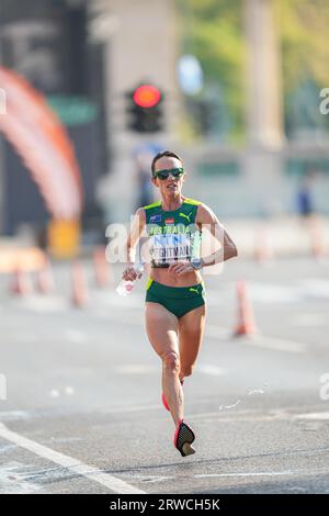 Lisa Jane Weightman nahm am Marathon der Leichtathletik-Weltmeisterschaften in Budapest 2023 Teil. Stockfoto