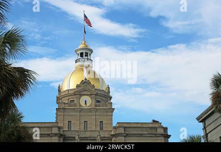 Golden Dome of City Hall - Savannah, Georgia Stockfoto