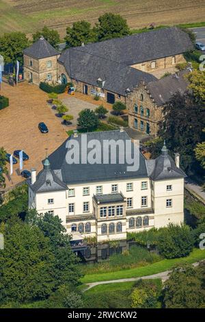 Luftaufnahme, Wasserschloss Haus Opherdicke, Holzwickede, Ruhrgebiet, Nordrhein-Westfalen, Deutschland, Burg, DE, Europa, Gräfte, Herrenhaus, Dominion b Stockfoto