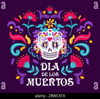 Tag der Toten. Dia de Muertos. Catrina, der Garbancera-Schädel, das elegante Calaca, das festliche Skelett, die knöcherne Tänzerin. Vektor-Illustration im Vintage Stock Vektor