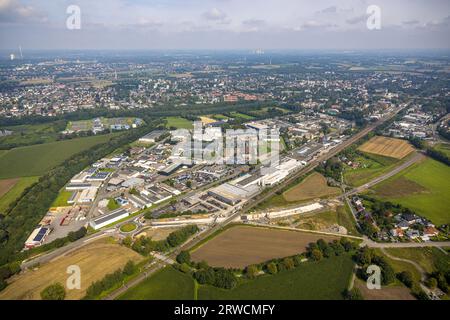 Luftaufnahme, Südkamener Spange, Baustelle mit Neubau und Unterführung, Anschluss an Dortmunder Straße und Westicker Straße, Eisenbahn Stockfoto