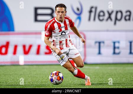 Oss, Niederlande. September 2023. OSS, NIEDERLANDE - 18. SEPTEMBER: Giovanni Korte, der am 18. SEPTEMBER 2023 im Frans Heesen Stadion in Oss (Niederlande) beim niederländischen Keuken Kampioen Divisie-Spiel zwischen TOP Oss und FC Dordrecht die FÜHRUNG übernahm. (Foto: Broer van den Boom/Orange Pictures) Credit: Orange Pics BV/Alamy Live News Stockfoto