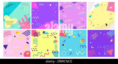 90s Abstract Background Vector Illustration Set Stock Vektor
