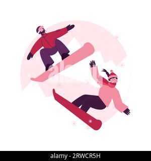 Winter Extremsport abstrakte Konzept Vektor Illustration. Extremer Wintersport-Wettbewerb, Ski- und Snowboardausrüstungsgeschäft, Bergresort, Outdoor-Aktivitäten, abstrakte Metapher für Profis. Stock Vektor