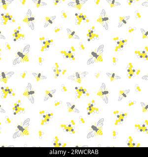 Nahtloses Muster mit Bienen und Wabenkämmen Stock Vektor
