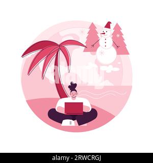 Saisonale Migration abstrakte Konzeptvektorillustration. Saisonale Vogelwanderung, saisonale Bewegung, Lebensraum, Schwanenente, Gnus-Zebras, Überquerung des Flusses, Fliegen am Himmel abstrakte Metapher. Stock Vektor