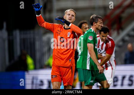 Oss, Niederlande. September 2023. OSS, NIEDERLANDE - 18. SEPTEMBER: Torhüter Mike Havekotte von TOP Oss während des niederländischen Keuken Kampioen Divisie-Spiels zwischen TOP Oss und FC Dordrecht im Frans Heesen Stadion am 18. September 2023 in Oss, Niederlande. (Foto: Broer van den Boom/Orange Pictures) Credit: Orange Pics BV/Alamy Live News Stockfoto